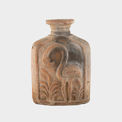 Vintage Large Terracotta Vase with Flamingo Relief