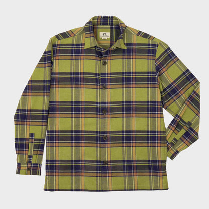 Japanese Flannel Overshirt with Pockets in Acid Plaid