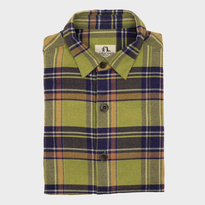 Japanese Flannel Overshirt with Pockets in Acid Plaid