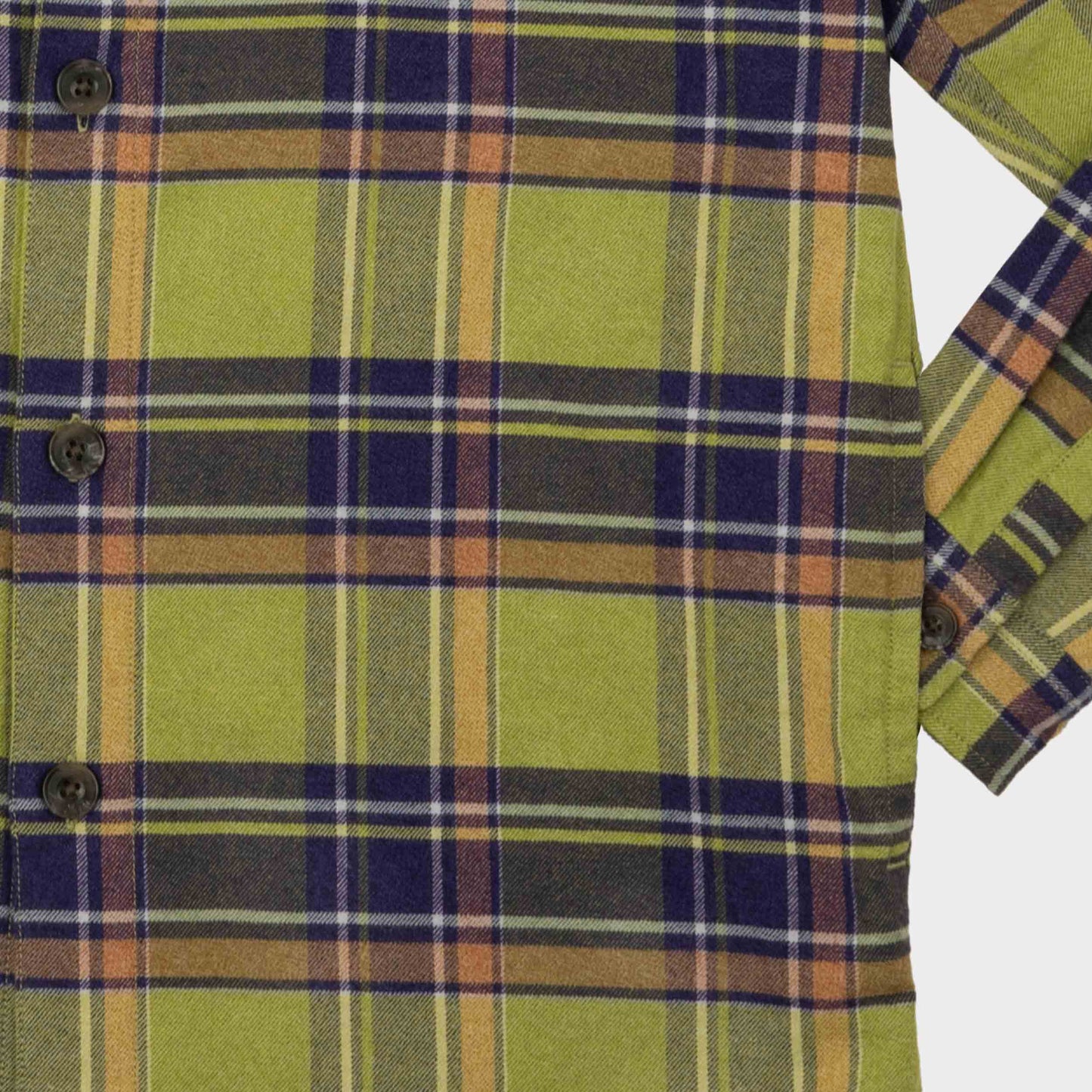 Japanese Flannel Overshirt with Pockets in Acid Plaid