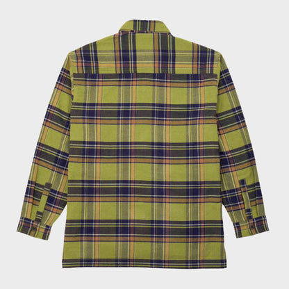 Japanese Flannel Overshirt with Pockets in Acid Plaid