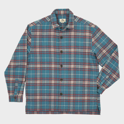 Japanese Flannel Overshirt with Pockets in Baja Plaid