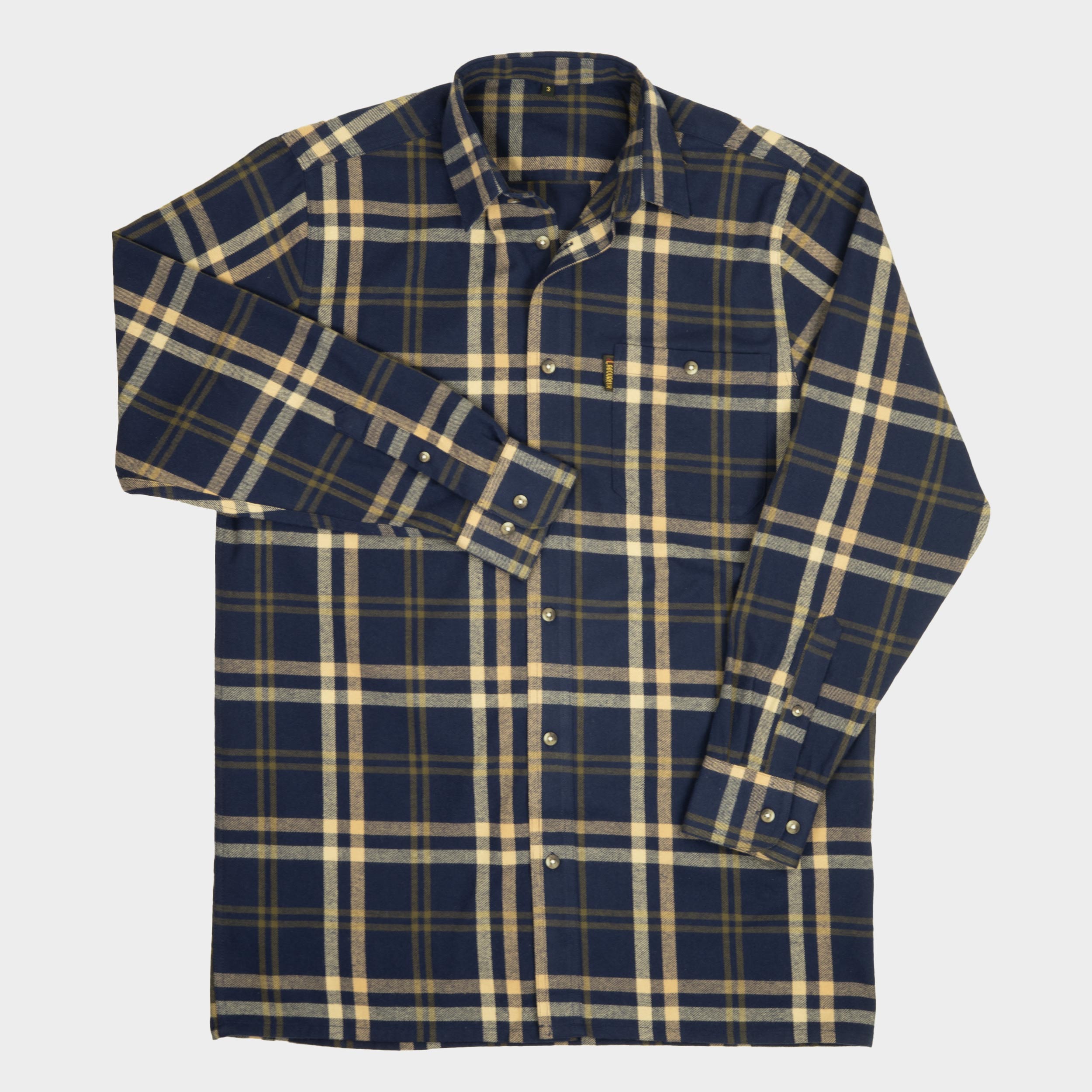 Le Laboureur French Flannel Long Work Shirt in Blue