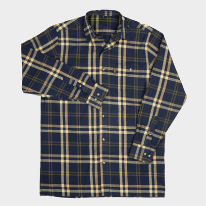Le Laboureur French Flannel Long Work Shirt in Blue
