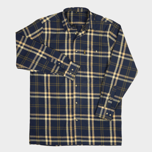 Le Laboureur French Flannel Long Work Shirt in Blue