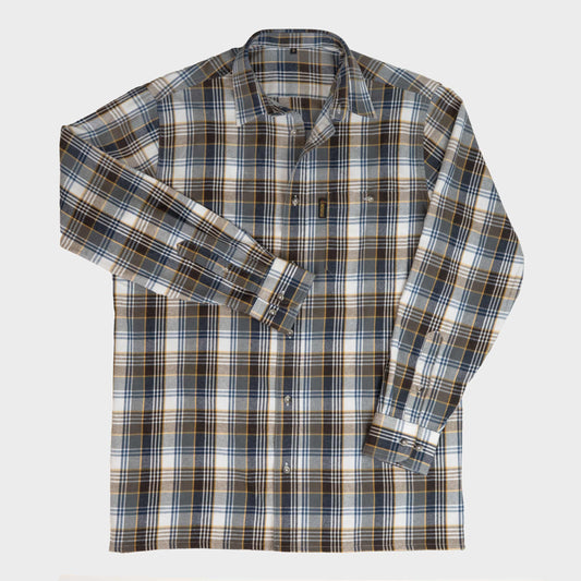 Le Laboureur French Flannel Long Work Shirt in Ivory