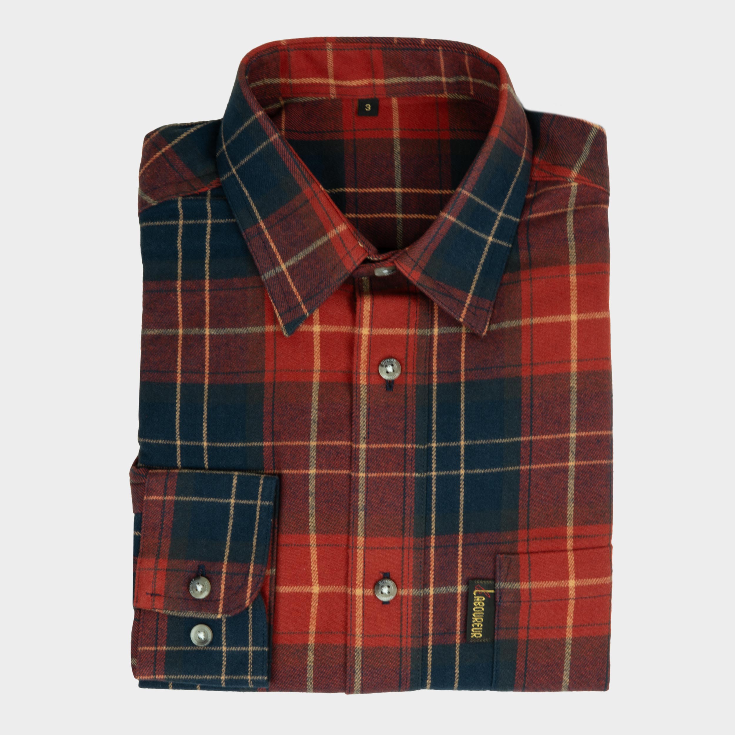 Le Laboureur French Flannel Long Work Shirt in Red – Gardenheir