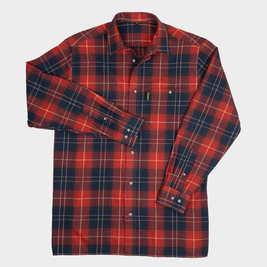 Le Laboureur French Flannel Long Work Shirt in Red
