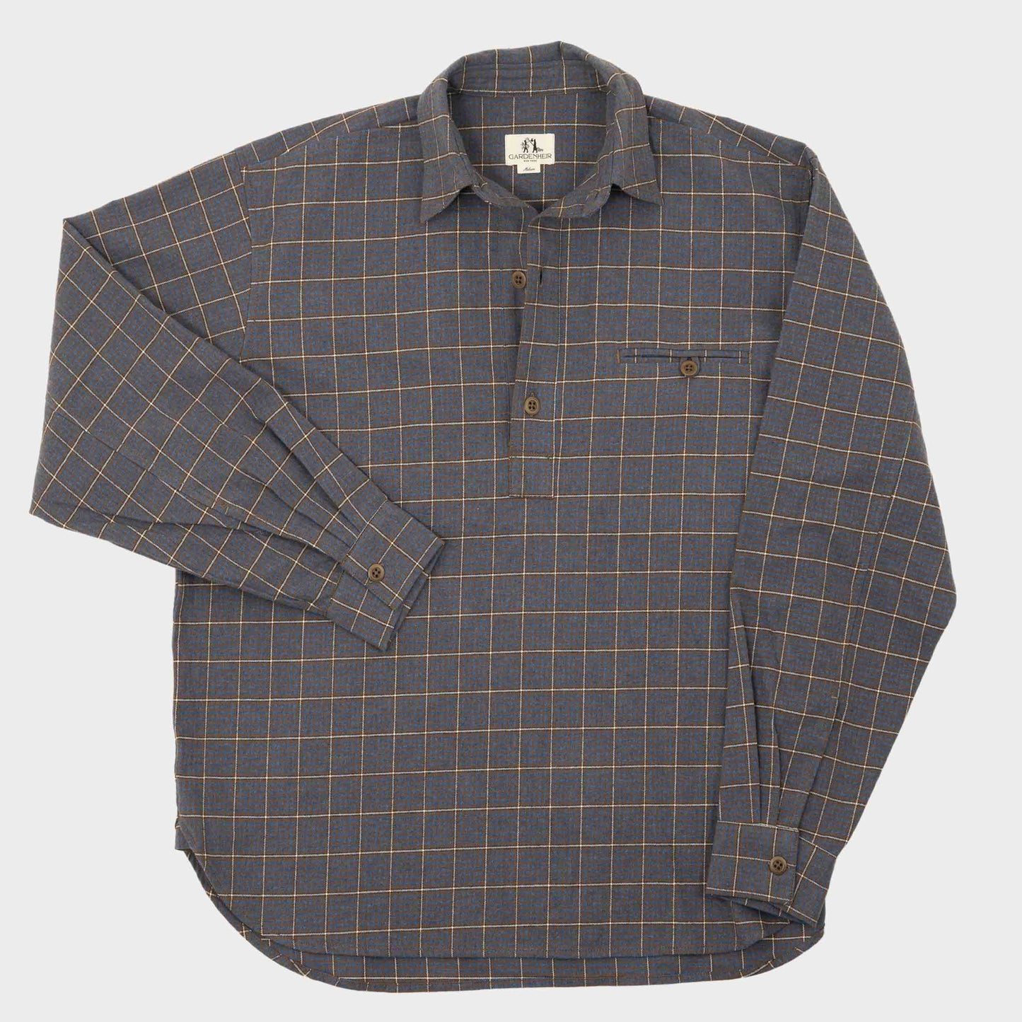 Japanese Cotton Flannel Gardening Smock No. 2 in Blue Check