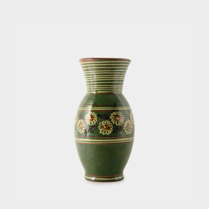 Vintage Redware Vase with Floral Motif