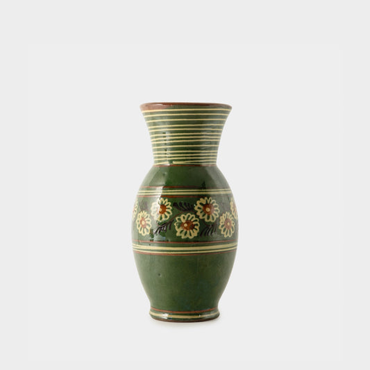 Vintage Redware Vase with Floral Motif