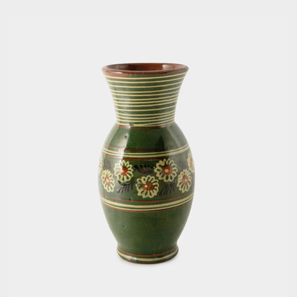 Vintage Redware Vase with Floral Motif