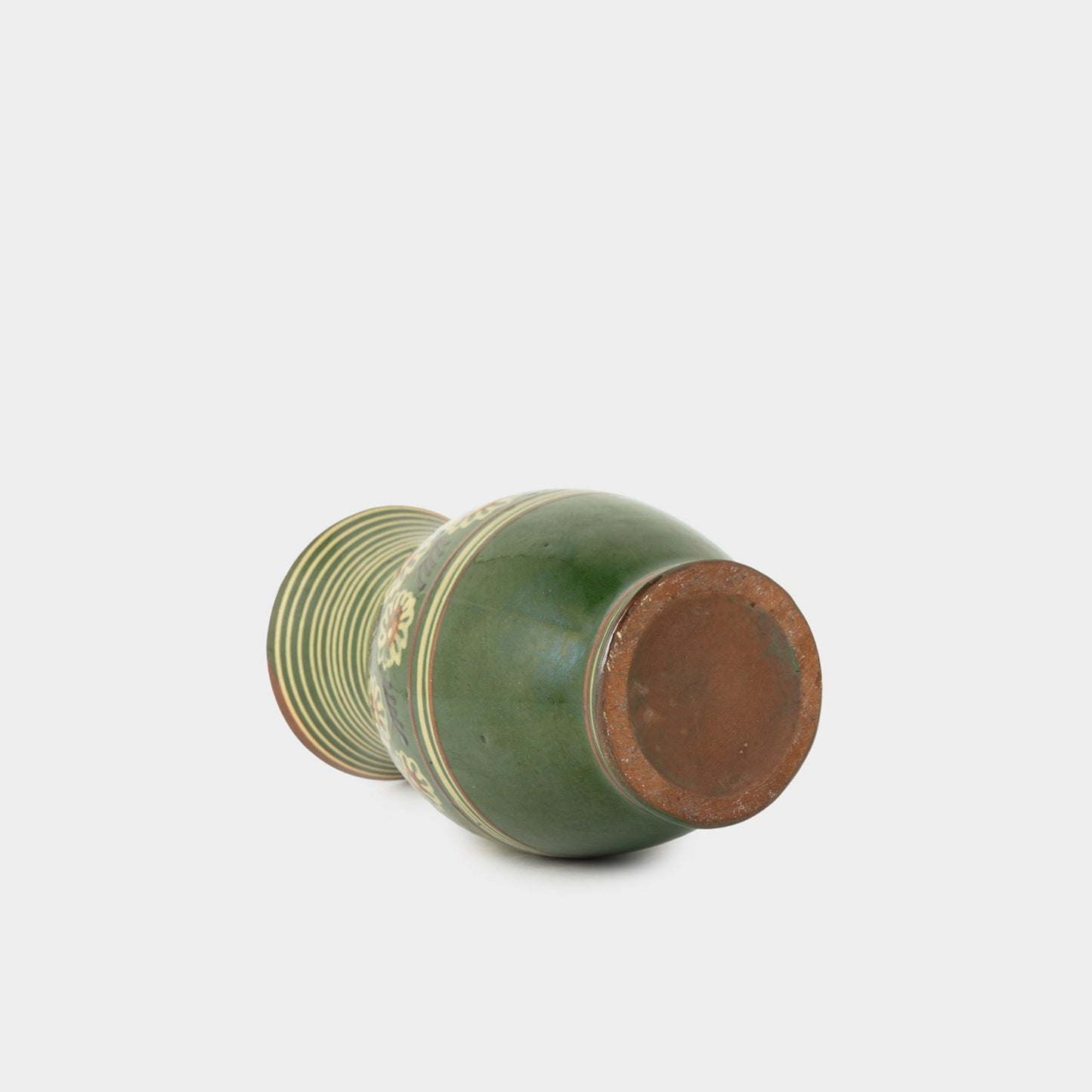 Vintage Redware Vase with Floral Motif