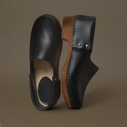 French Leather Clogs in Black