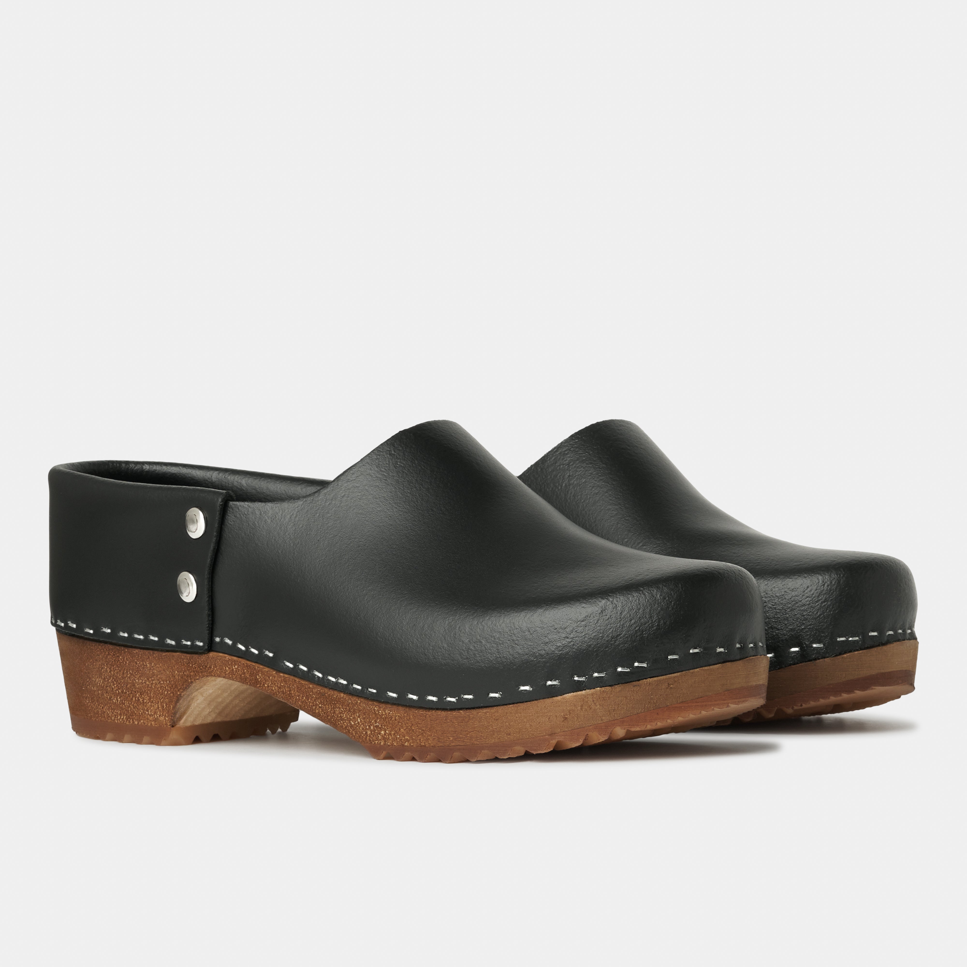 French Leather Clogs in Black