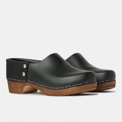 French Leather Clogs in Black
