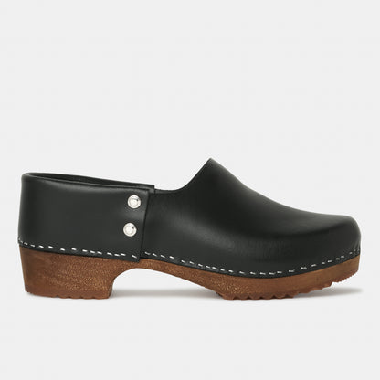 French Leather Clogs in Black