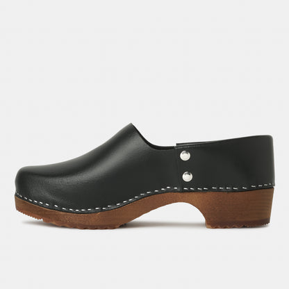 French Leather Clogs in Black