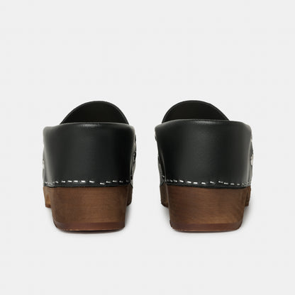 French Leather Clogs in Black