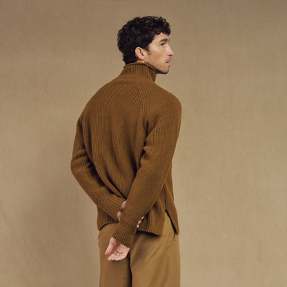 Merino Wool Funnel Neck Sweater in Scout