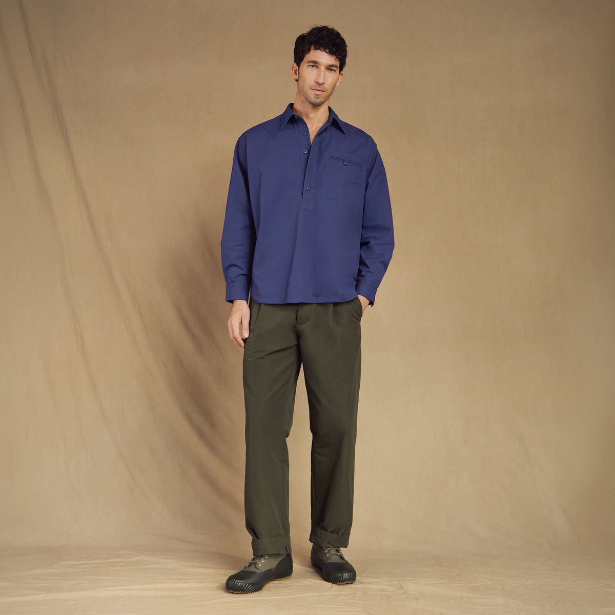 Washed Cotton Gardening Smock No. 2 in French Navy