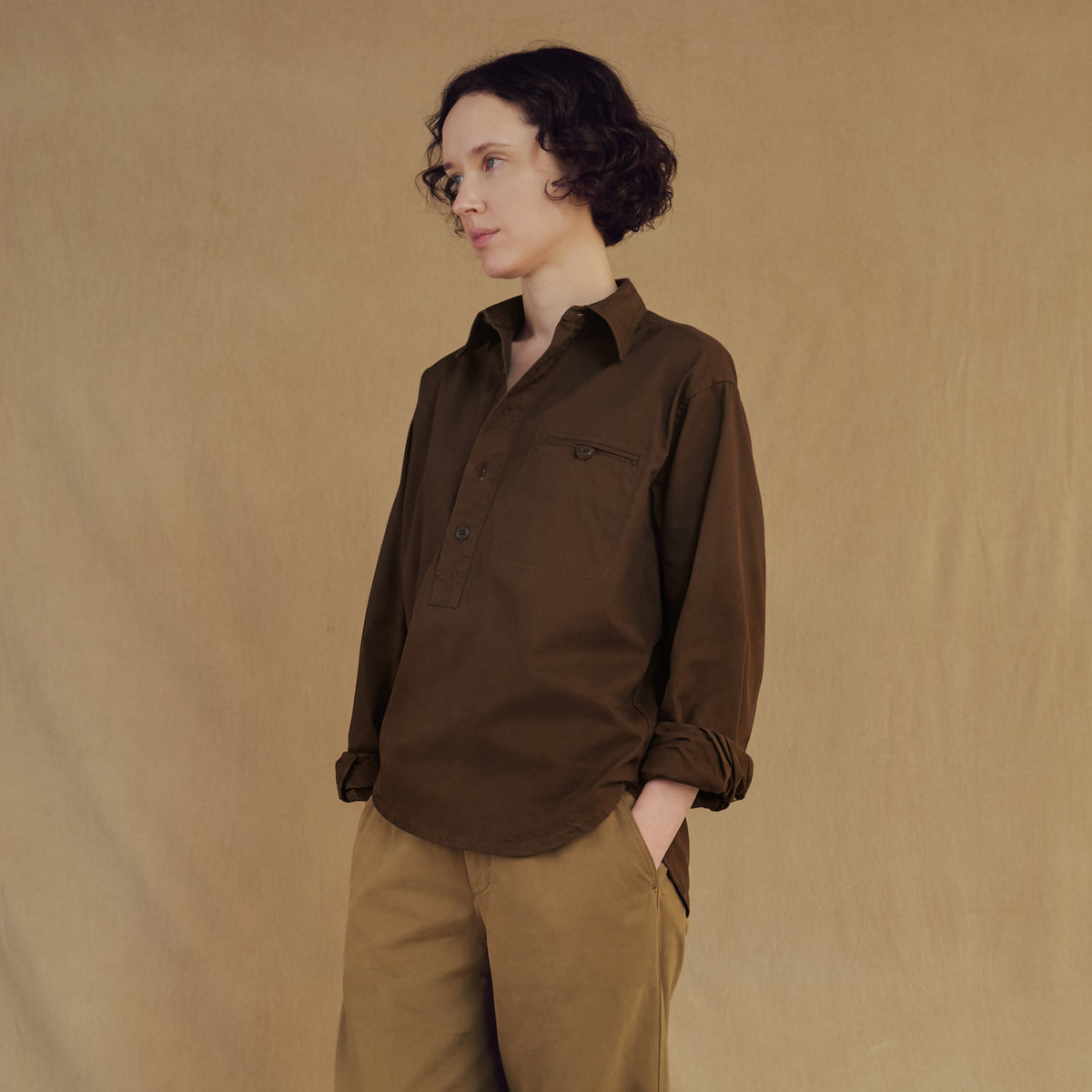 Washed Cotton Gardening Smock No. 2 in Brown