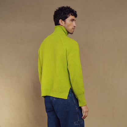 Merino Wool Funnel Neck Sweater in Firefly