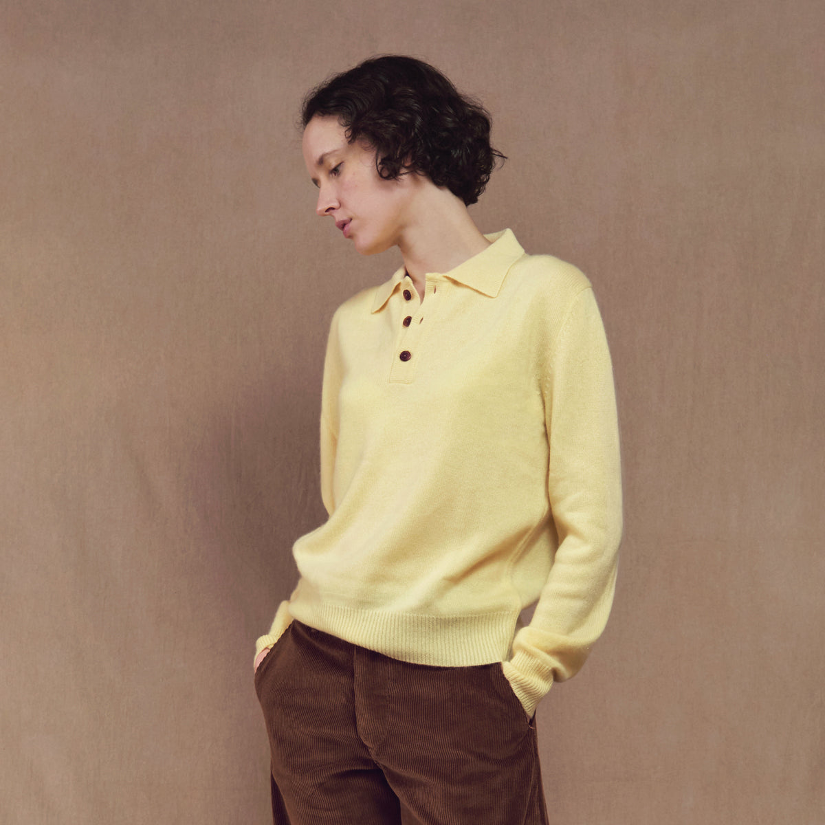 Himalayan Cashmere Rugby Sweater in Butter