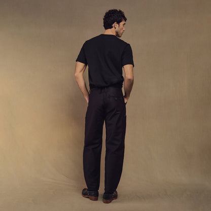 Le Laboureur French Cotton Moleskin Drop Front Farm Pant in Black
