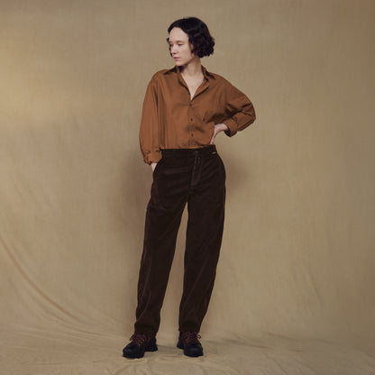 Le Laboureur x Gardenheir  Stonewashed Corduroy French Farm Pant in Walnut