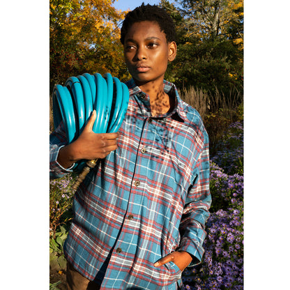 Japanese Flannel Overshirt with Pockets in Baja Plaid