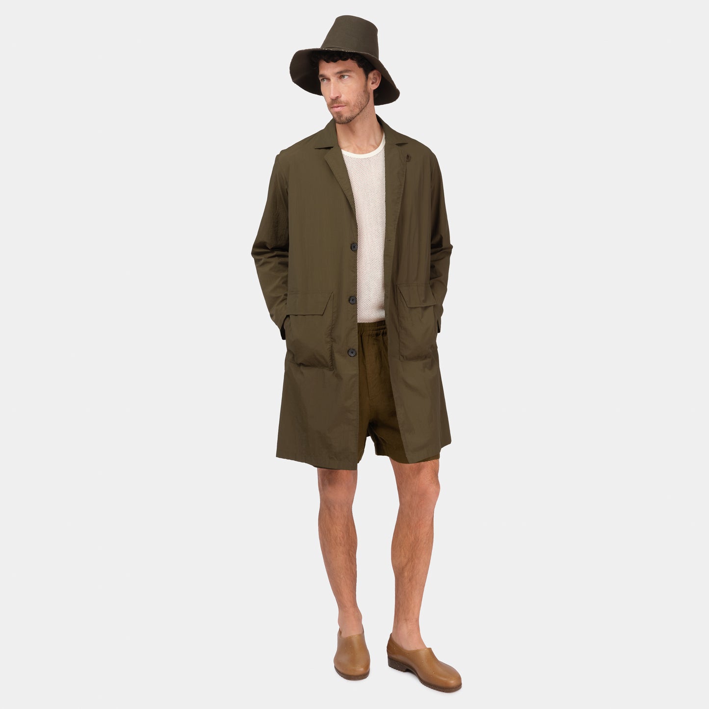 Nylon Shop Coat in Olive