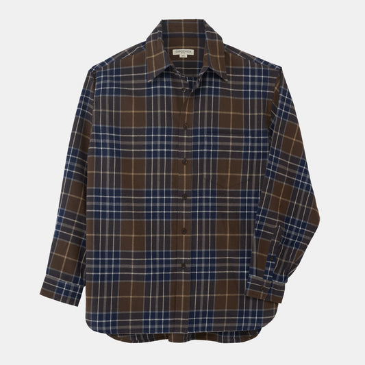 Organic Cotton Flannel Gardening Chemise in Brown Plaid
