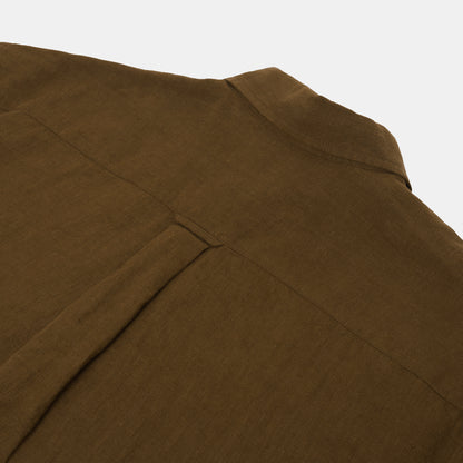 Washed Linen Gardening Chemise in Olive
