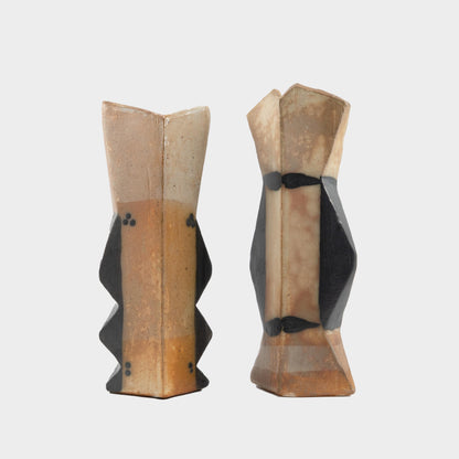 Vintage Pair of Geometric Sculptural Vessels, 1970s