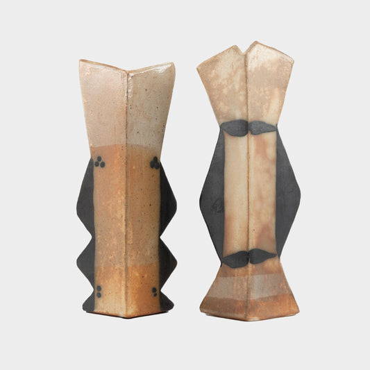 Vintage Pair of Geometric Sculptural Vessels, 1970s