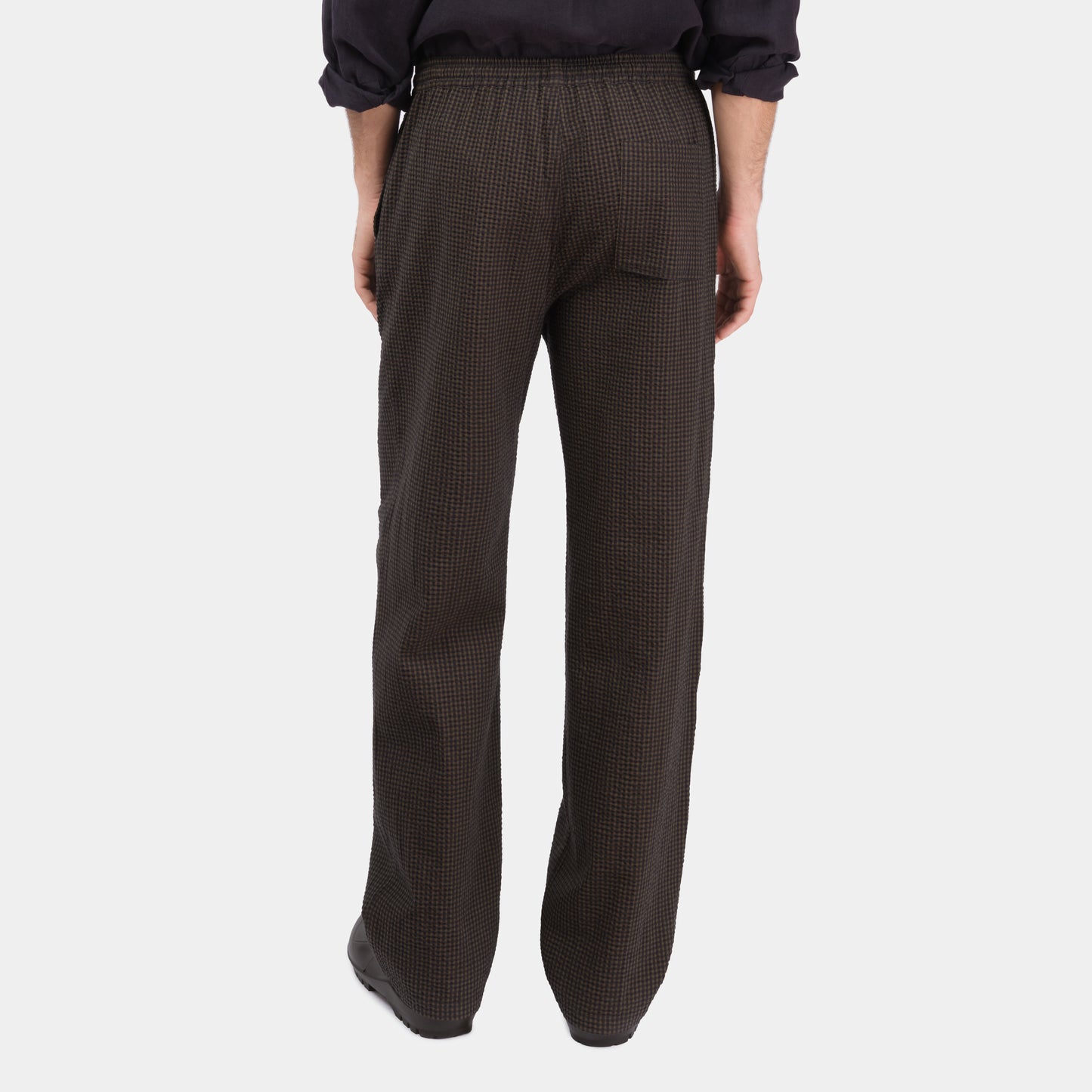 Gingham Seersucker Relaxed Pant in Brown Field Check