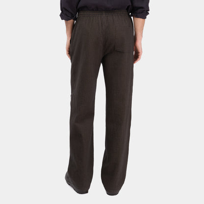 Gingham Seersucker Relaxed Pant in Brown Field Check