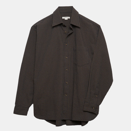Gingham Seersucker Gardening Chemise in Brown Field Check