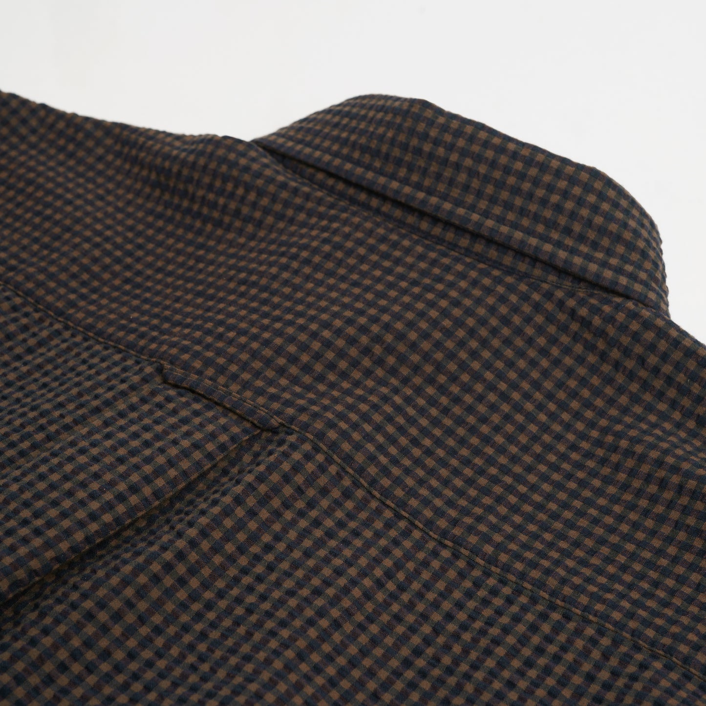 Gingham Seersucker Gardening Chemise in Brown Field Check