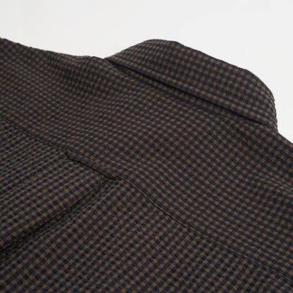 Gingham Seersucker Gardening Chemise in Brown Field Check