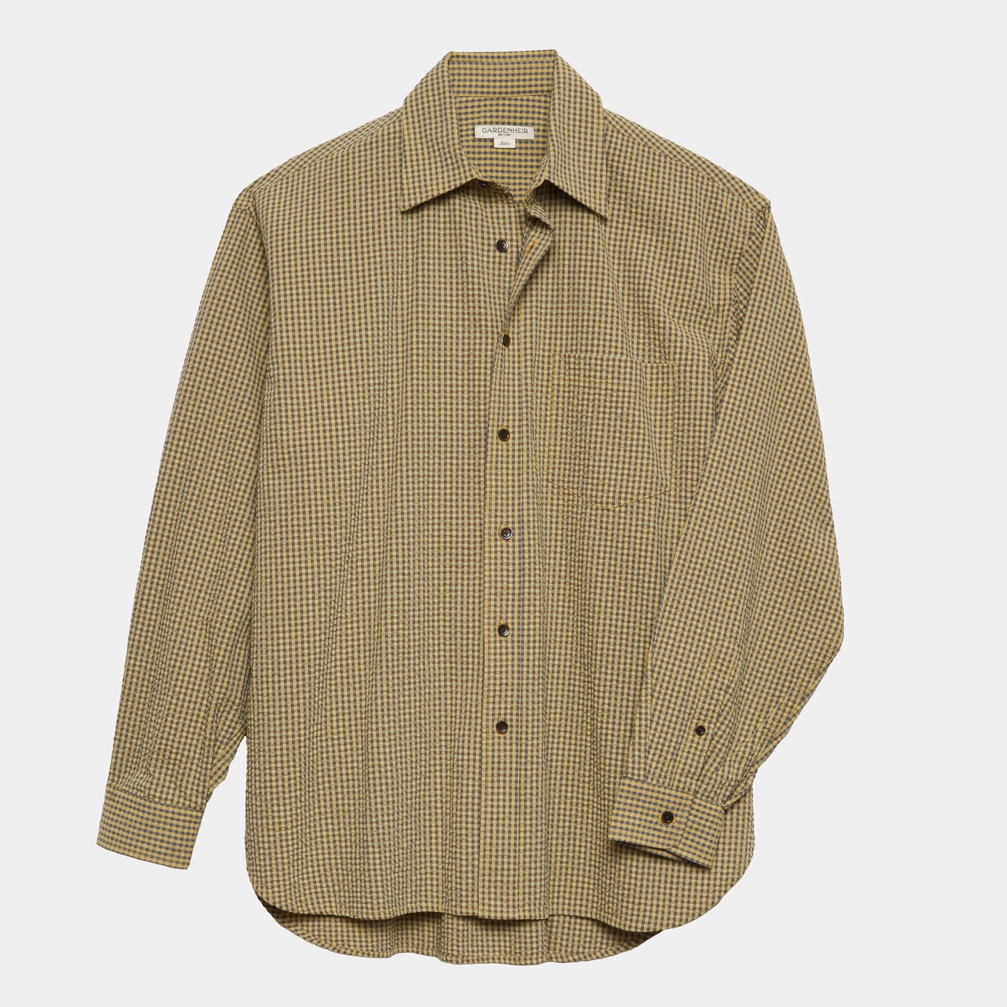 Gingham Seersucker Gardening Chemise in Green Field Check
