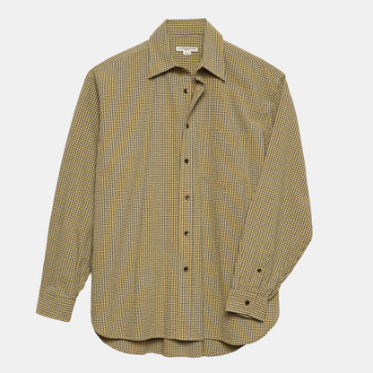 Gingham Seersucker Gardening Chemise in Green Field Check