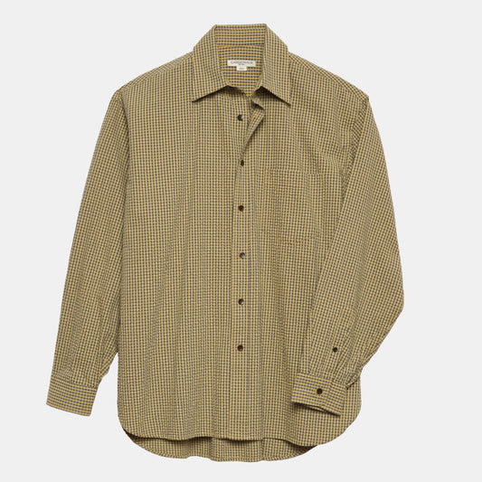 Gingham Seersucker Gardening Chemise in Green Field Check