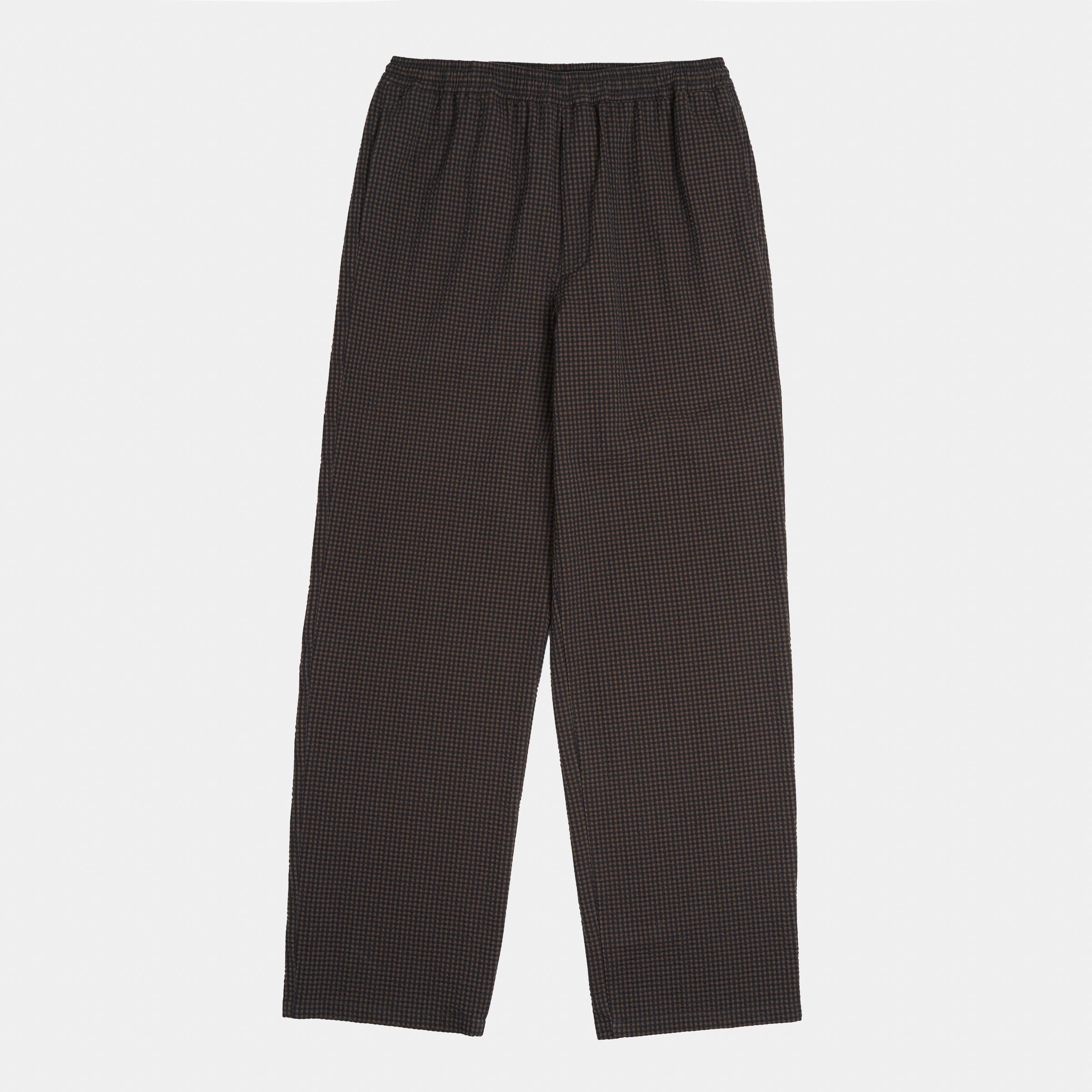 Gingham Seersucker Relaxed Pant in Brown Field Check
