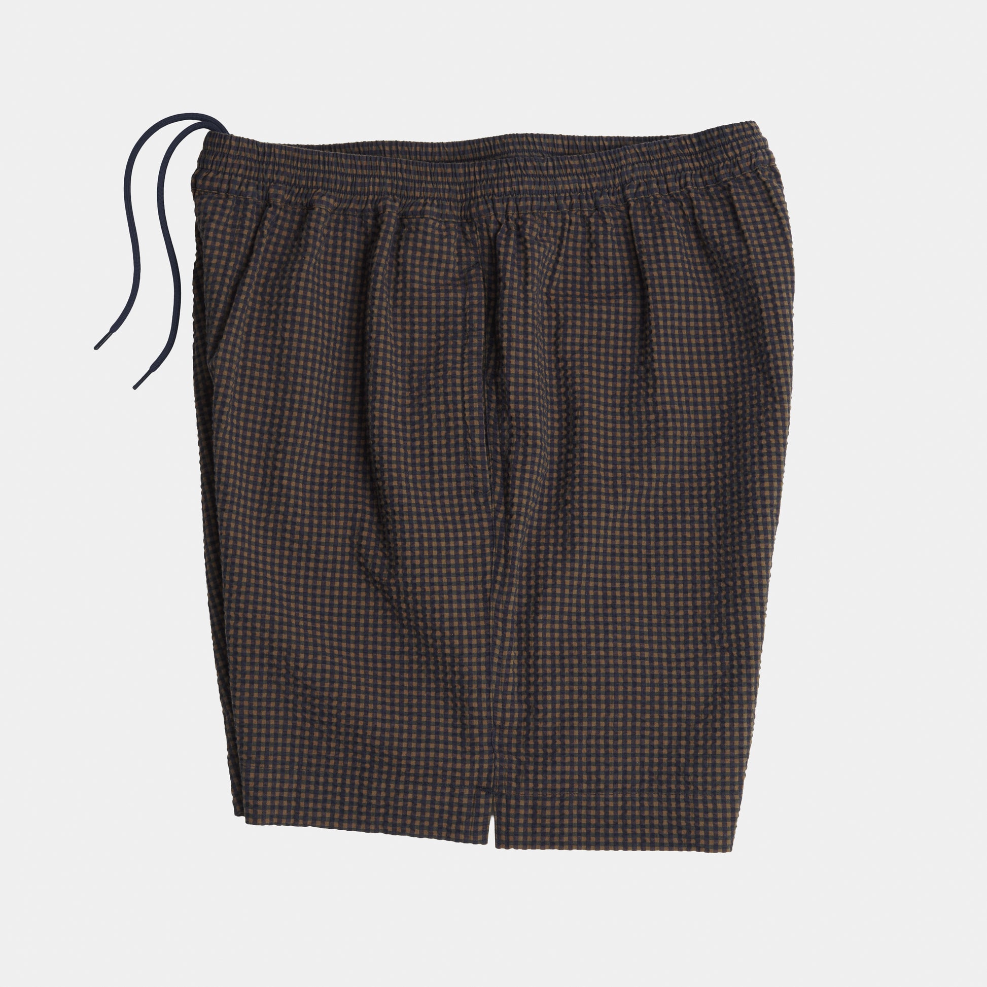 brown gingham seersucker zacara dress Gingham Seersucker Relaxed Short in Brown Field Check Small