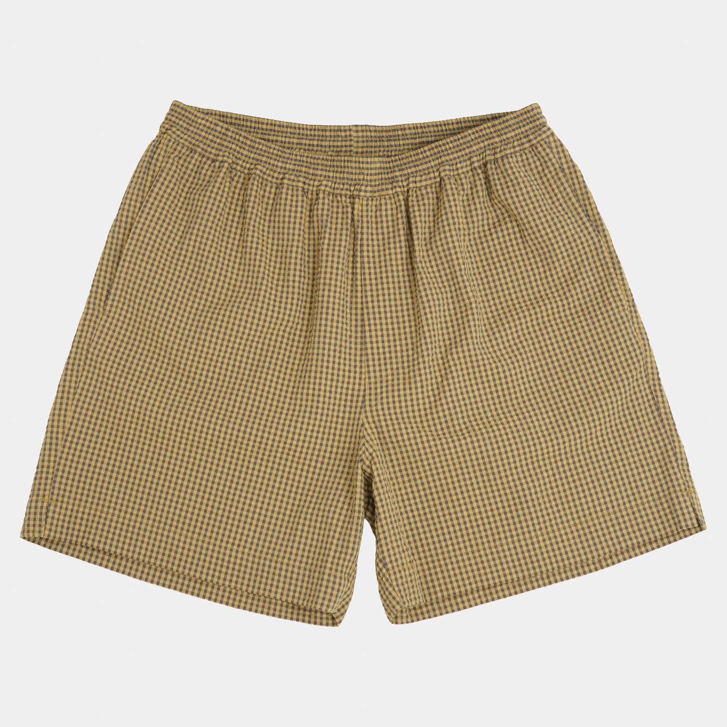 Gingham Seersucker Relaxed Short in Green Field Check