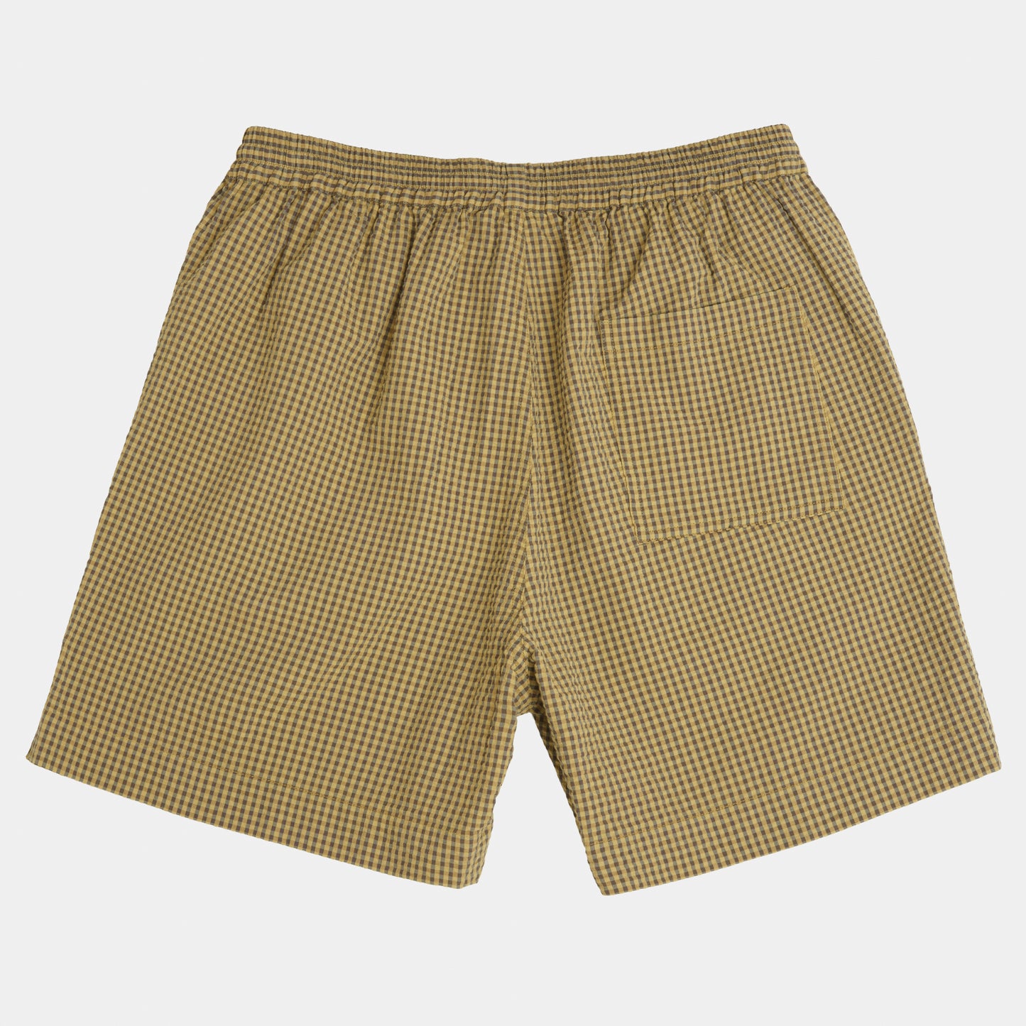 Gingham Seersucker Relaxed Short in Green Field Check