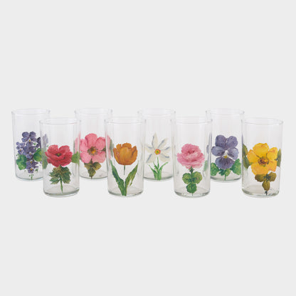 Vintage Set of 4 Hand Painted Floral Glasses- Set 1