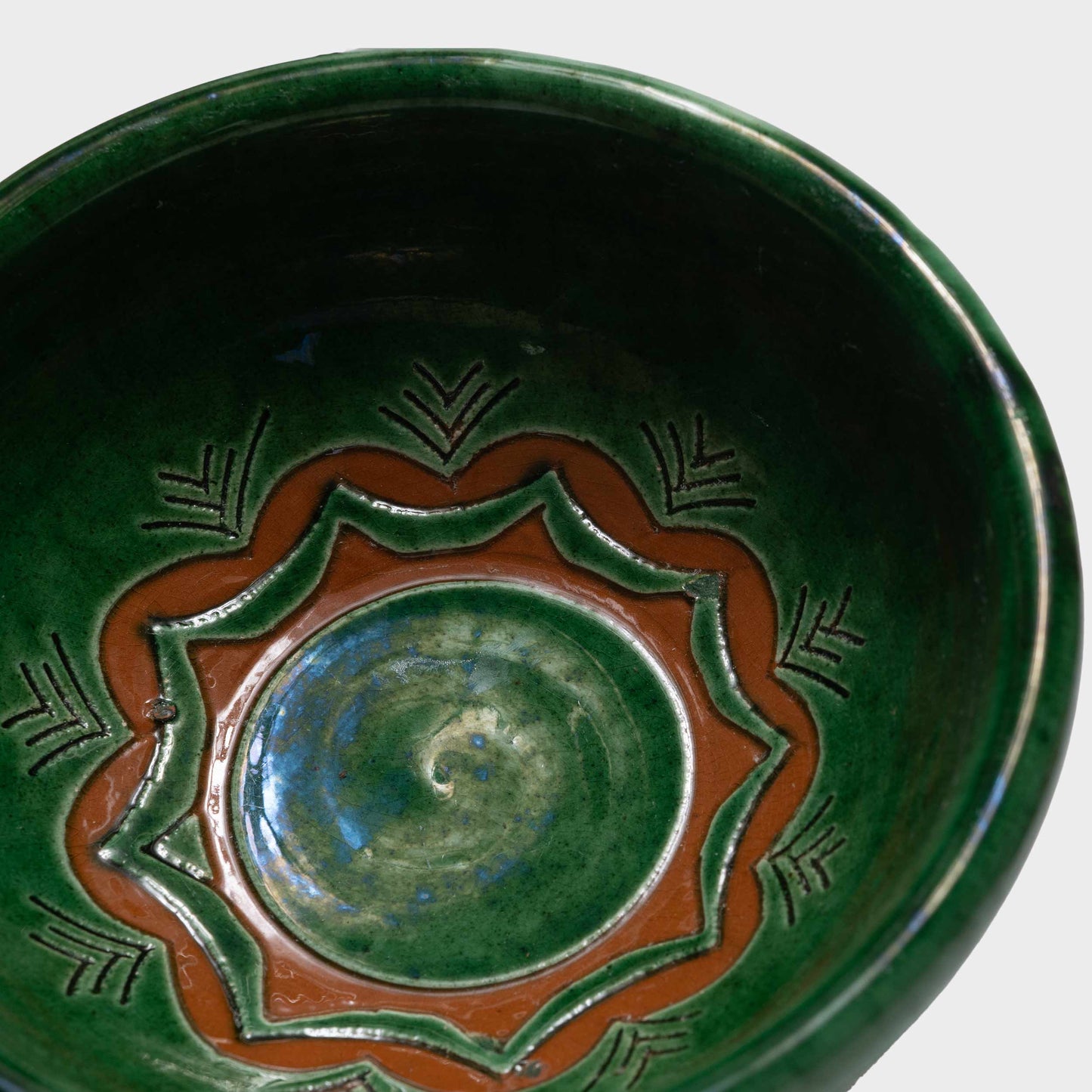 Vintage Etched Ceramic Bowl